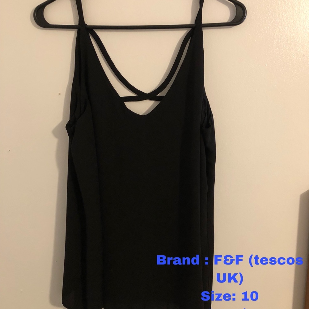 Black back cross spaghetti strap blouse
